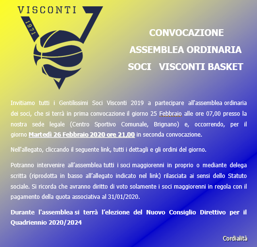 ASSEMBLEA ORDINARIA SOCI VISCONTI BASKET